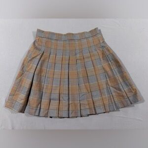 BAGATELLE COLLECTION Designer Inspired Plaid Brown Print, Pleated Skirt, Size M